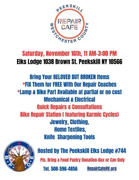 Peekskill Repair Cafe at the Elks Lodge in Peekskill, NY